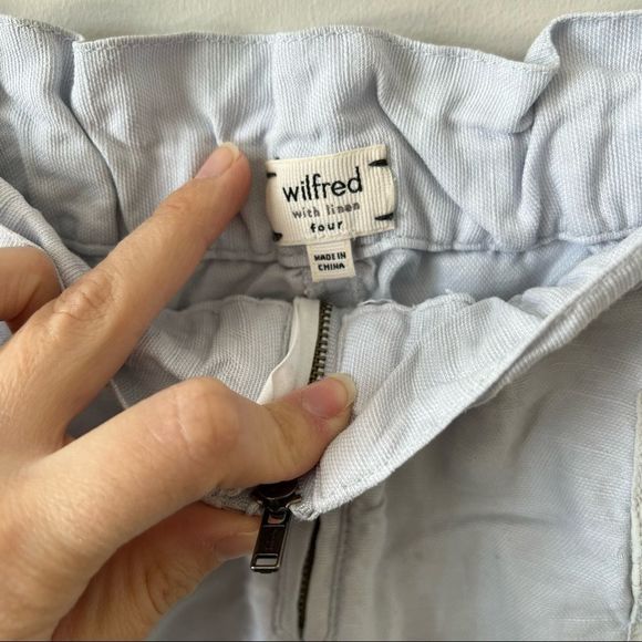 Aritzia Wilfred Paradis  Linen And Silk Pull On Shorts Light Blue - Picture 7 of 8